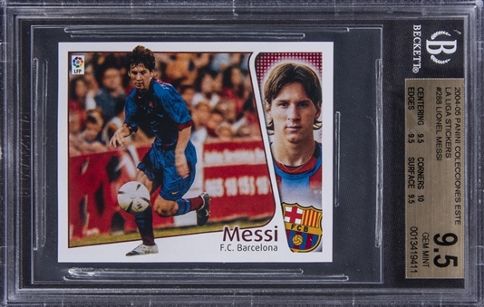 2004-05 Panini Colecciones Este La Liga Stickers #288 Lionel Messi Rookie Card - BGS GEM MINT 9.5 - True Gem+